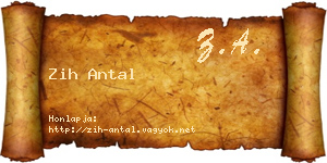 Zih Antal névjegykártya